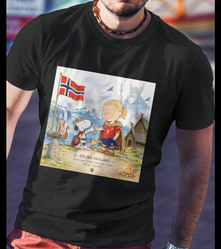 Norway Erling Haaland Snoopy Viking Norsk Sterk Som Fjellet Rask Som Vinden Norge I Hjertet T-Shirt