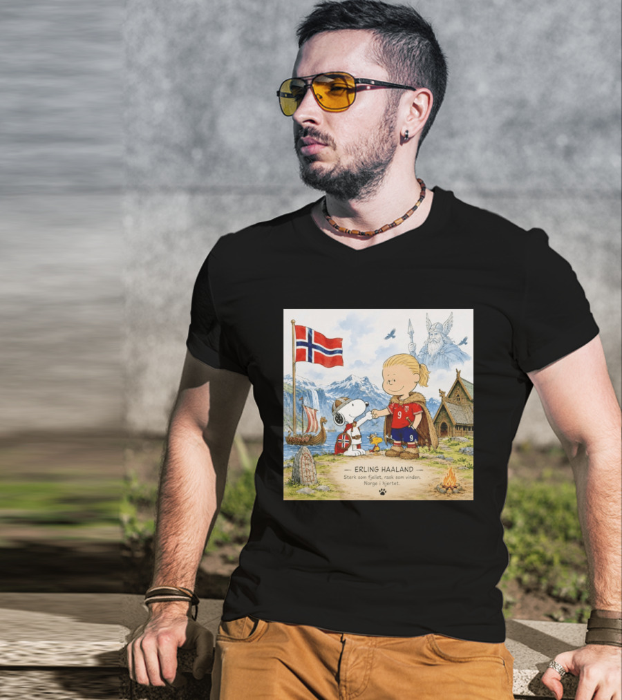 Norway Erling Haaland Snoopy Viking Norsk Sterk Som Fjellet Rask Som Vinden Norge I Hjertet T-Shirt