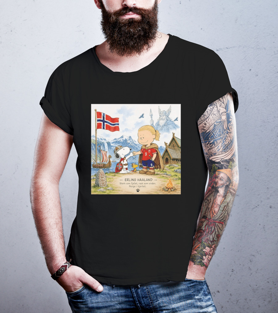 Norway Erling Haaland Snoopy Viking Norsk Sterk Som Fjellet Rask Som Vinden Norge I Hjertet T-Shirt