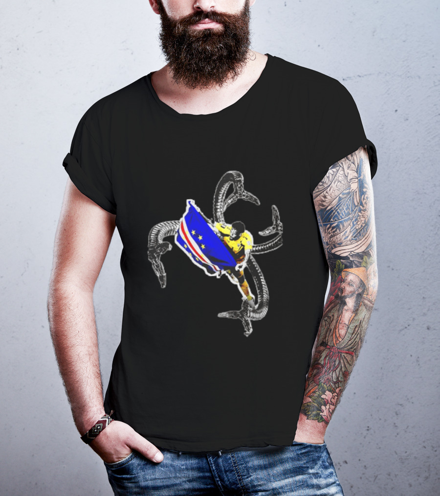 Vozinha Cape Verde National Team Doctor Octopus Mashup Soccer Flag Combination T-Shirt
