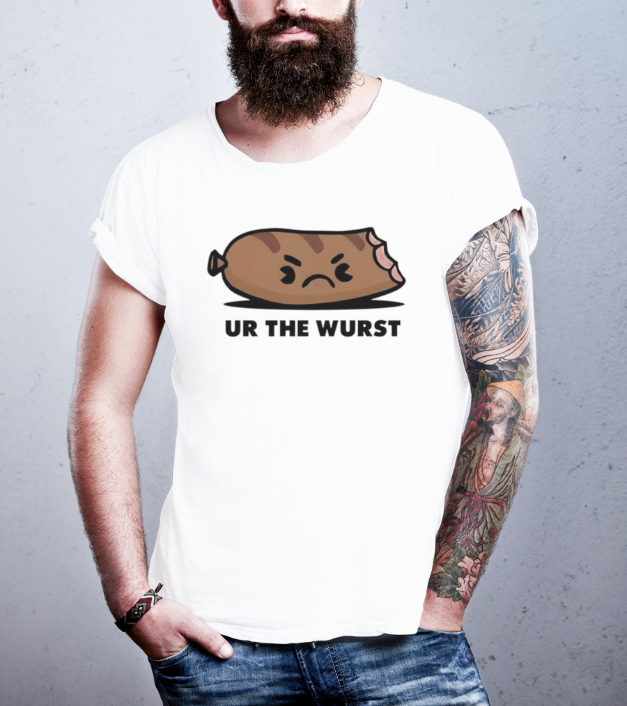 Angry Sausage Ur The Wurst Pun Humor T-Shirt