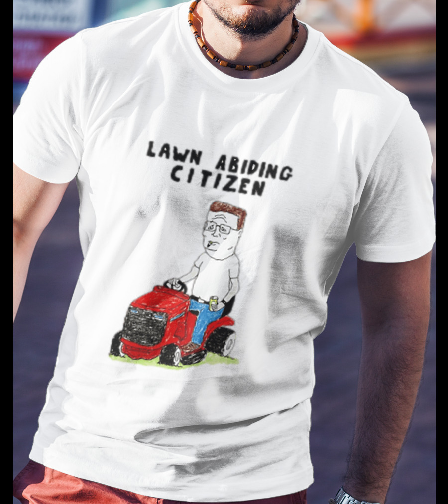 Lawn Abiding Citizen Hank Hill Cartoon Riding Mower Image T-Shirt