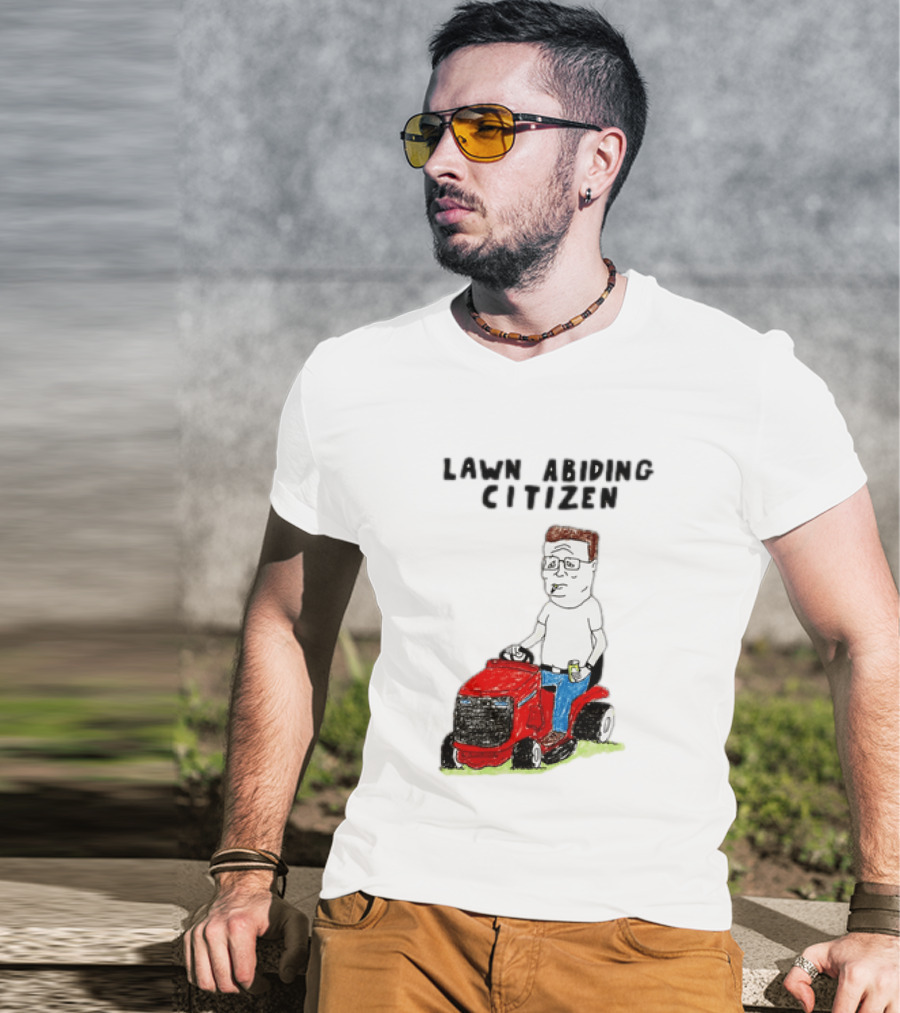Lawn Abiding Citizen Hank Hill Cartoon Riding Mower Image T-Shirt