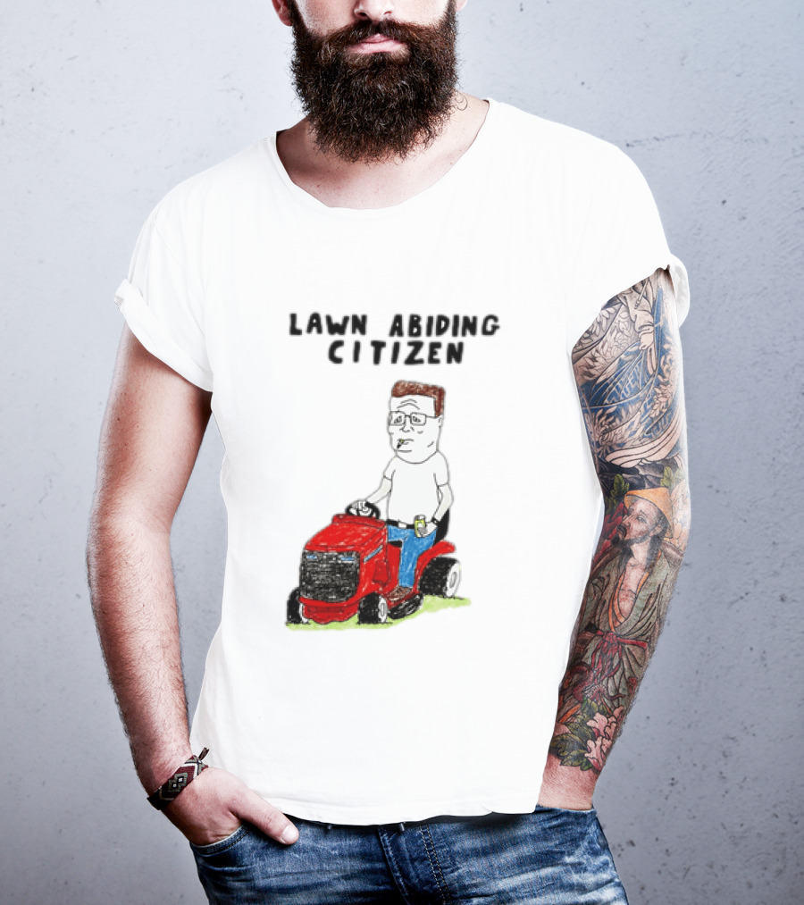 Lawn Abiding Citizen Hank Hill Cartoon Riding Mower Image T-Shirt