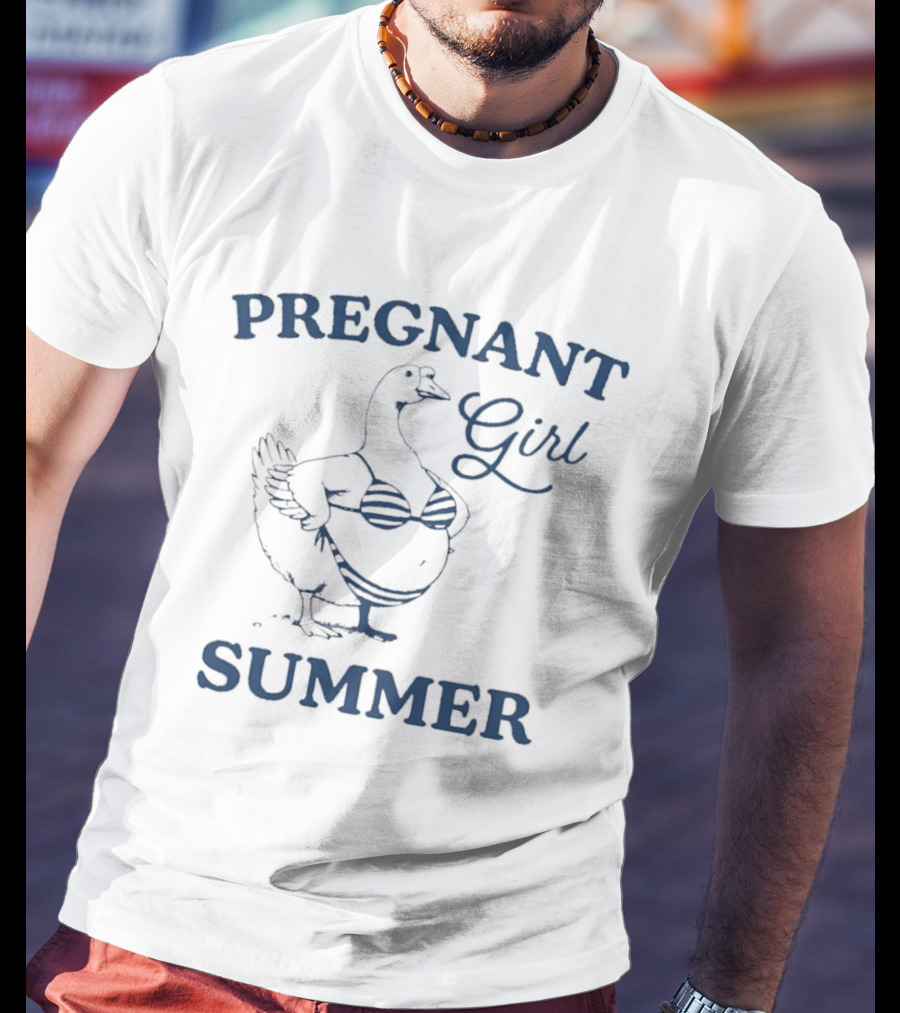 Pregnant Girl Summer Goose In Bikini T-Shirt