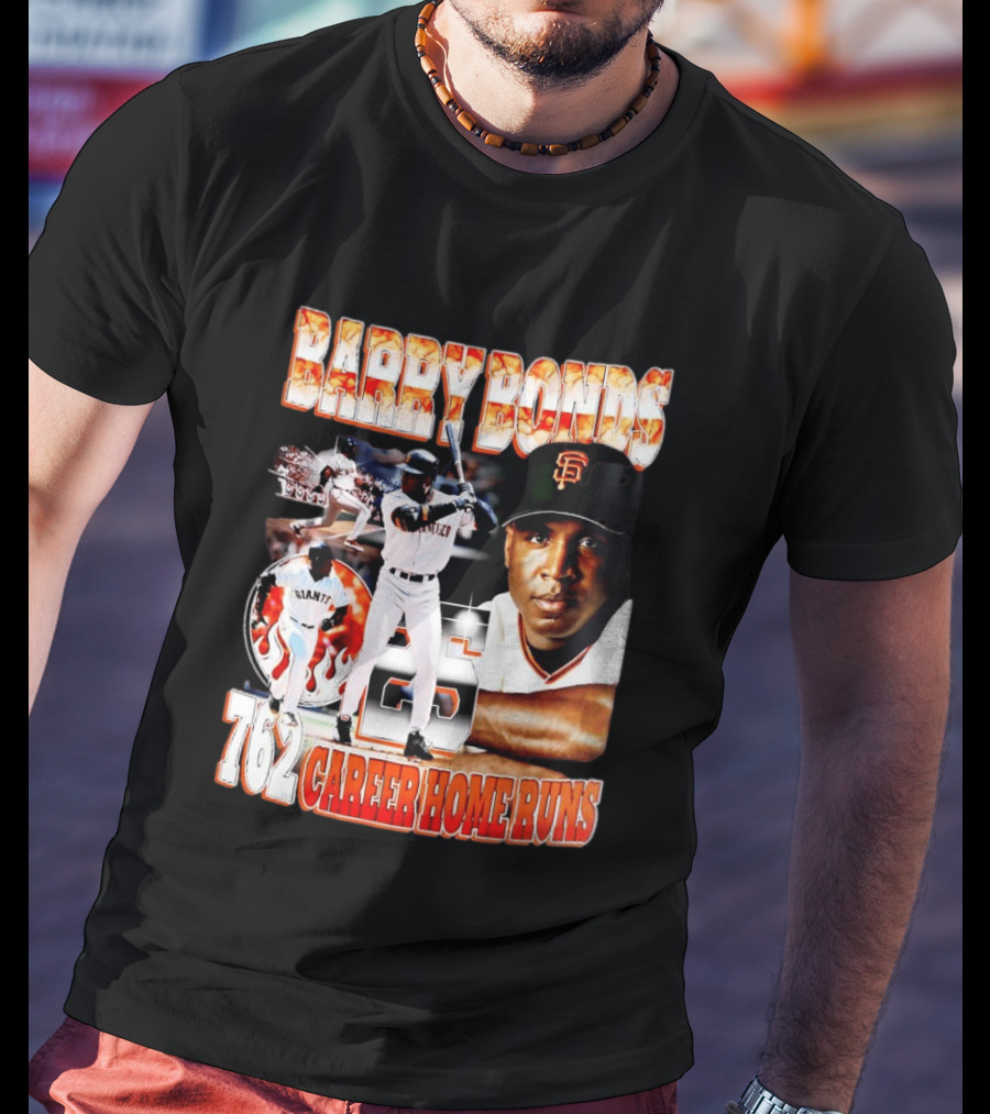 Barry Bonds Giants 25 San Francisco 762 Career Home Runs T-Shirt