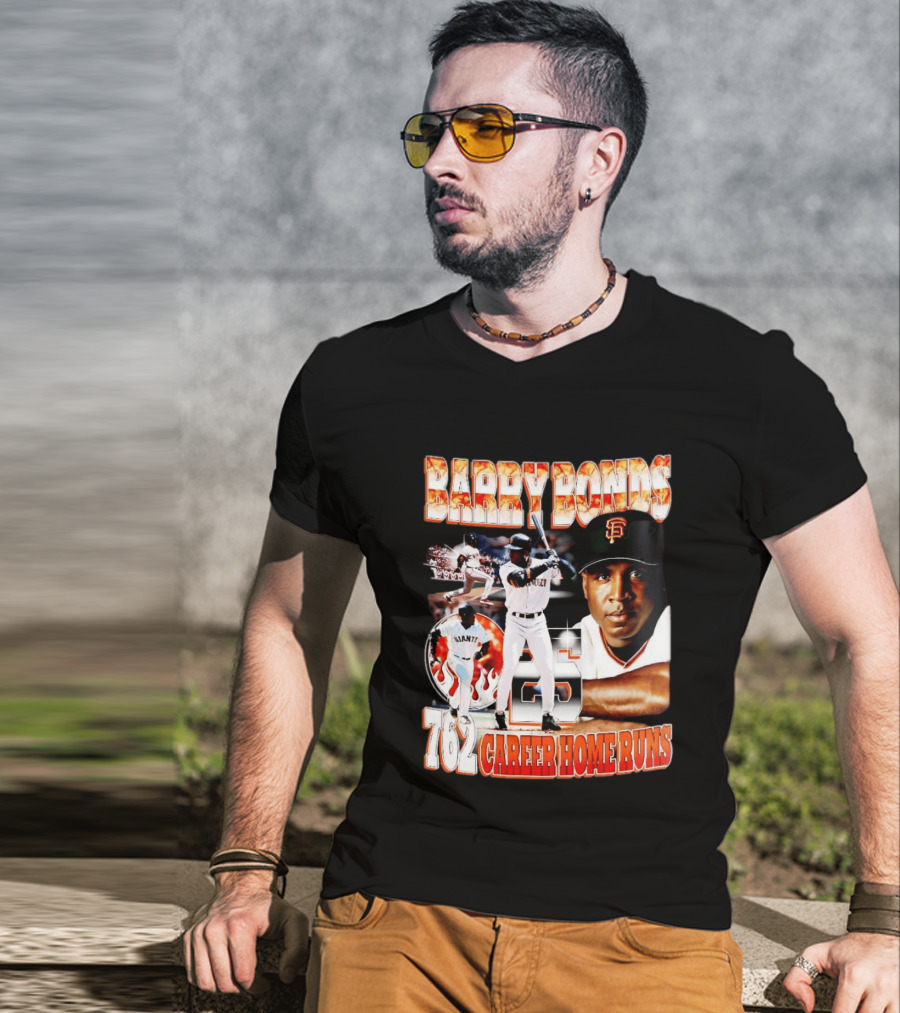 Barry Bonds Giants 25 San Francisco 762 Career Home Runs T-Shirt