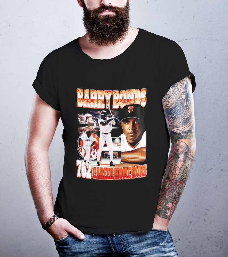 Barry Bonds Giants 25 San Francisco 762 Career Home Runs T-Shirt