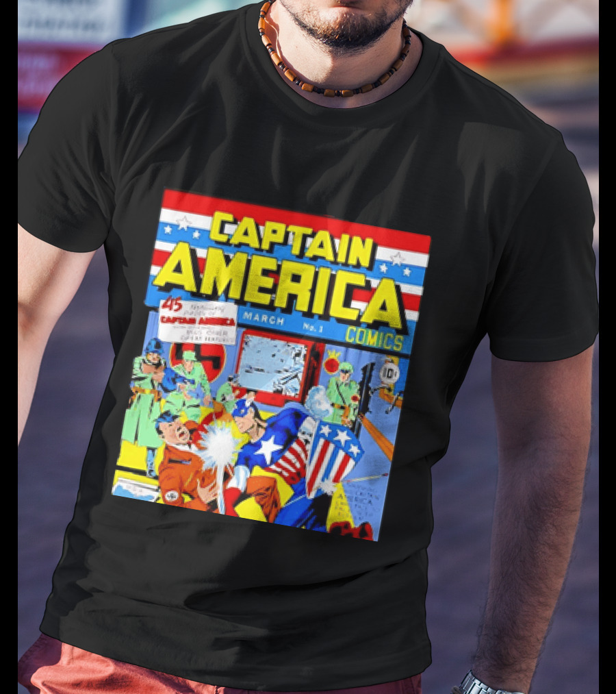Captain America Comics March No 1 Smashing Thru Hitler Issue Cover 1941 T-Shirt