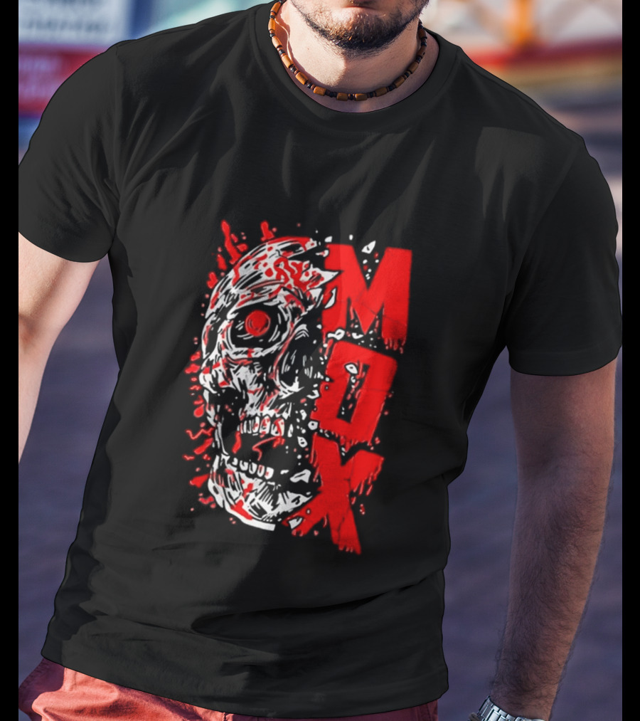 Creepy Zombie Skull MOX Red Splatter T-Shirt