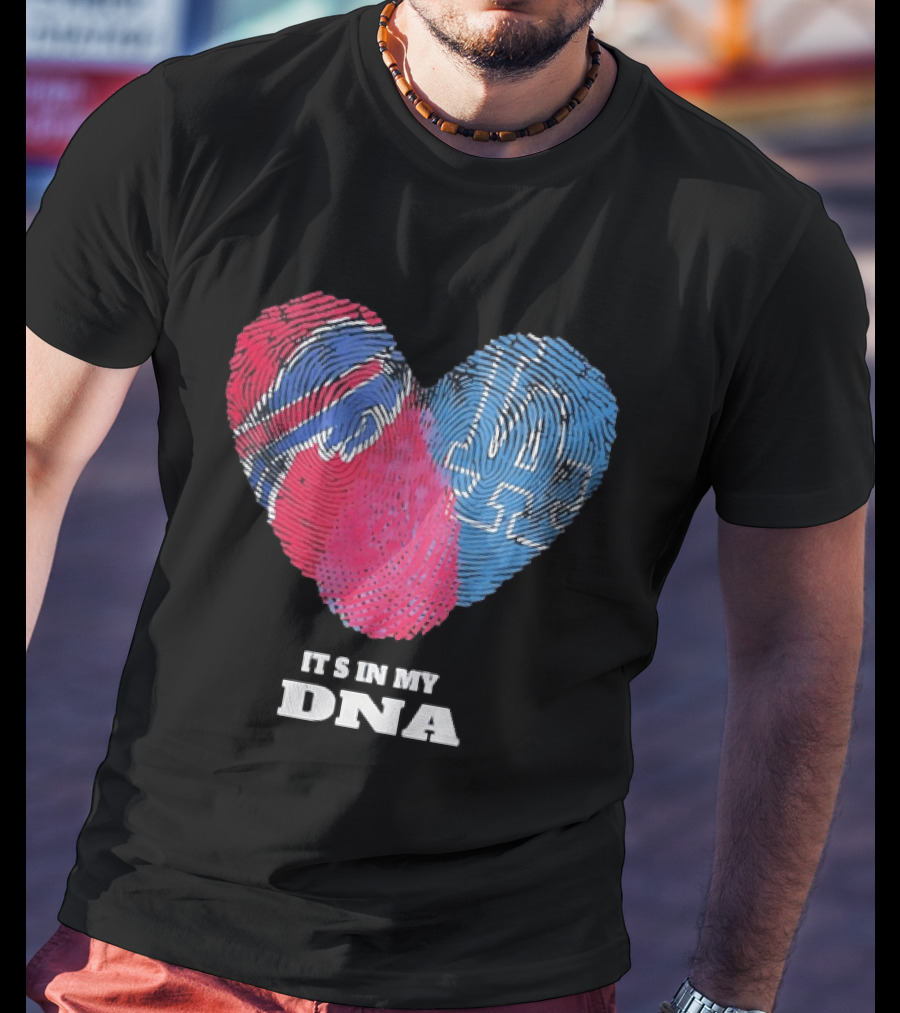 Buffalo Bills Los Angeles Dodgers It's In My DNA Fingerprint Heart T-Shirt