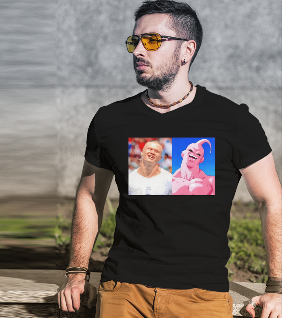 Erling Haaland Majin Buu Dragon Ball Z Comparison T-Shirt