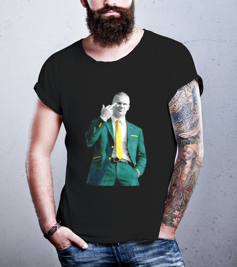 Erling Haaland Green Suit Yellow Tie Manchester City T-Shirt