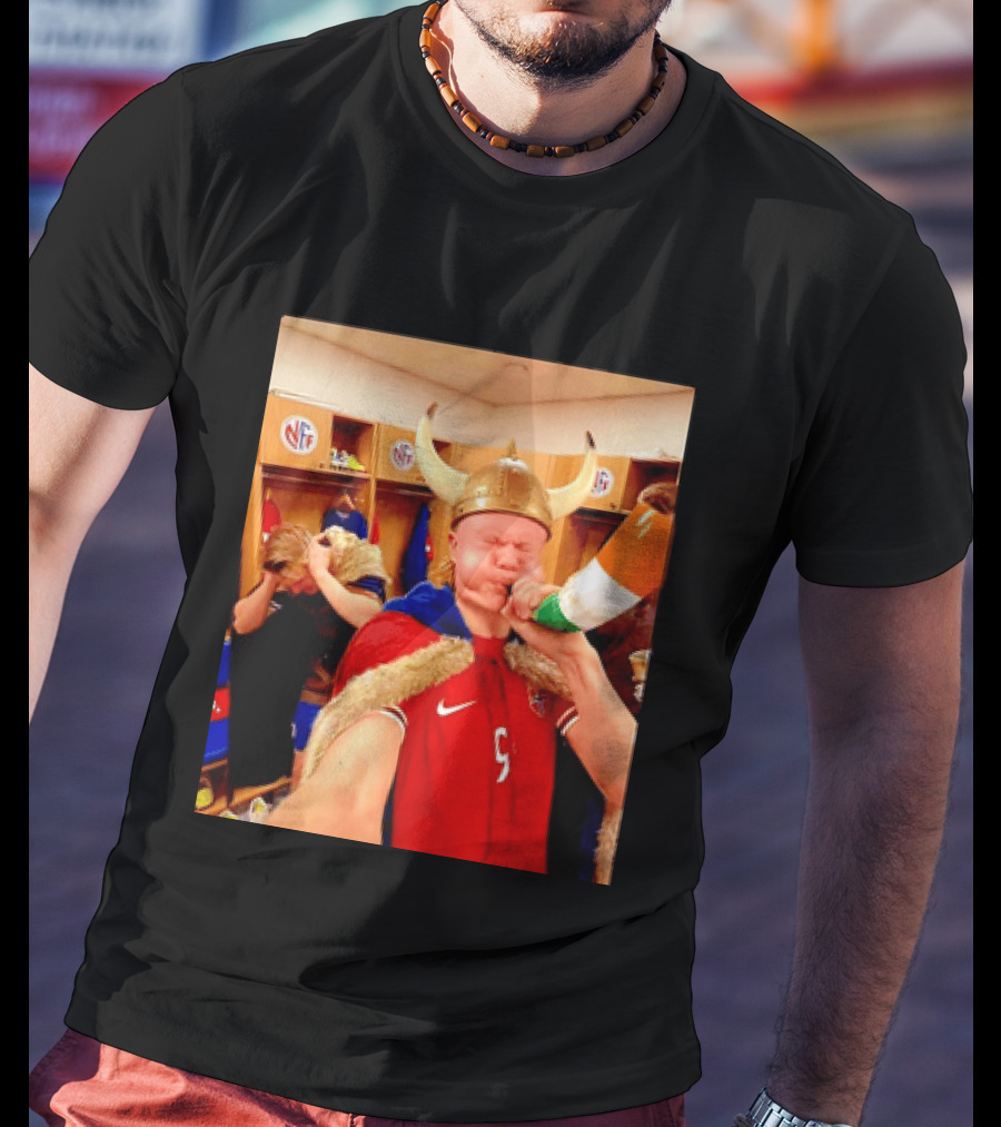 Erling Haaland Norway No 9 Viking Football Celebration Locker Room T-Shirt