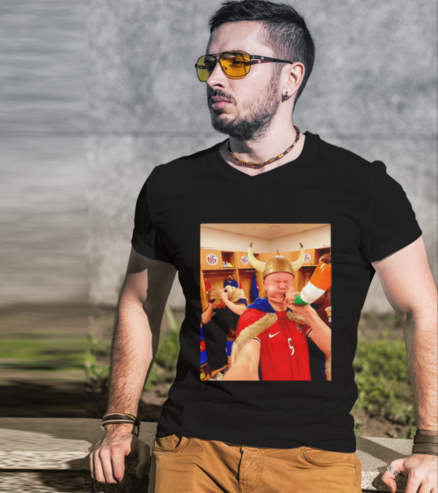 Erling Haaland Norway No 9 Viking Football Celebration Locker Room T-Shirt