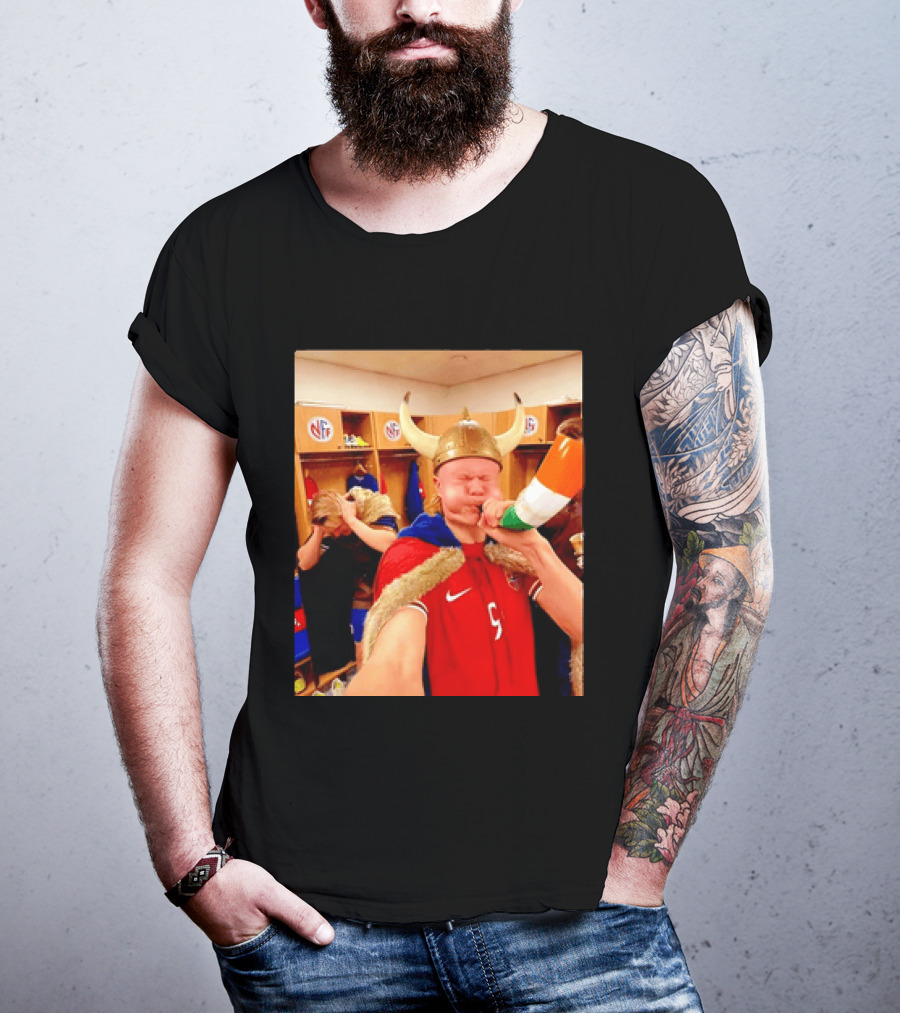 Erling Haaland Norway No 9 Viking Football Celebration Locker Room T-Shirt