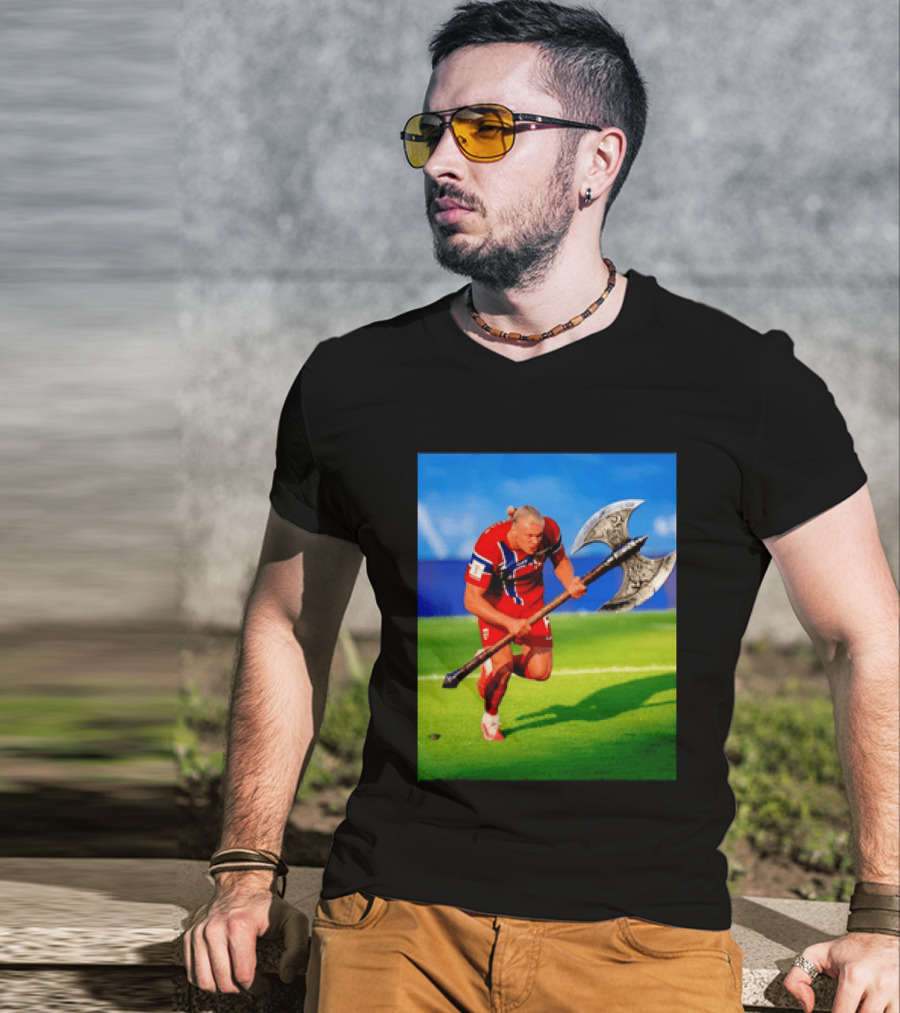 Erling Haaland Norway Viking Warrior Meme Football Team T-Shirt