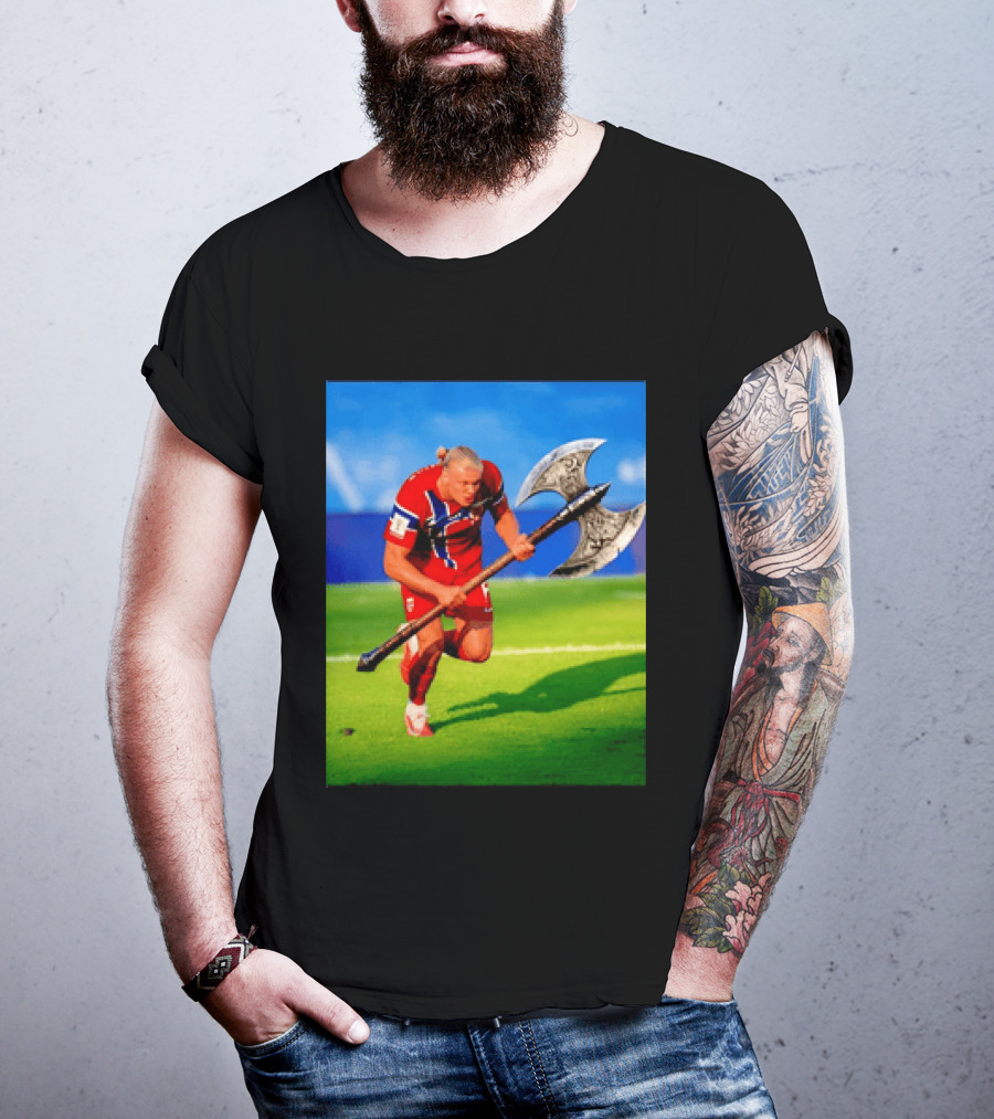 Erling Haaland Norway Viking Warrior Meme Football Team T-Shirt
