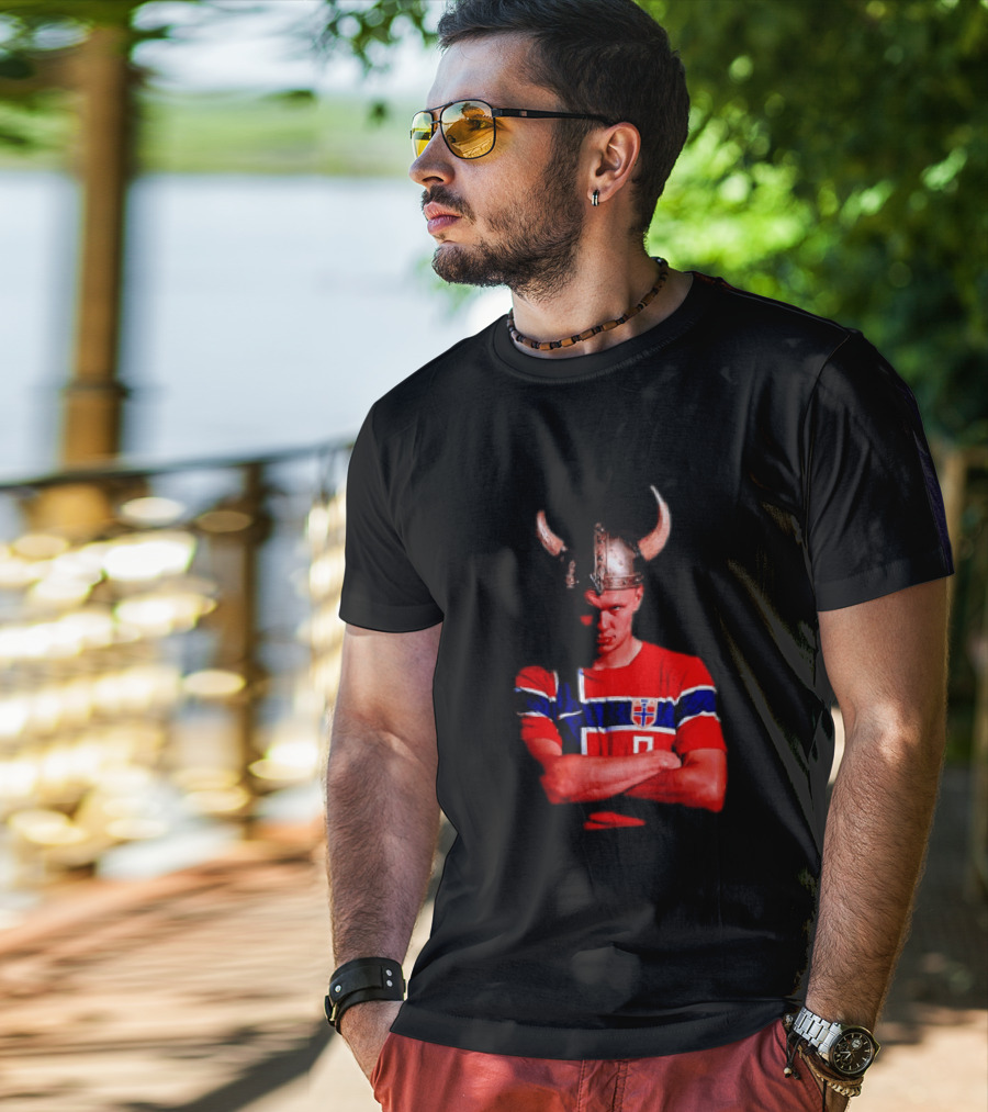 Erling Haaland Norway National Football Team Viking Helmet T-Shirt