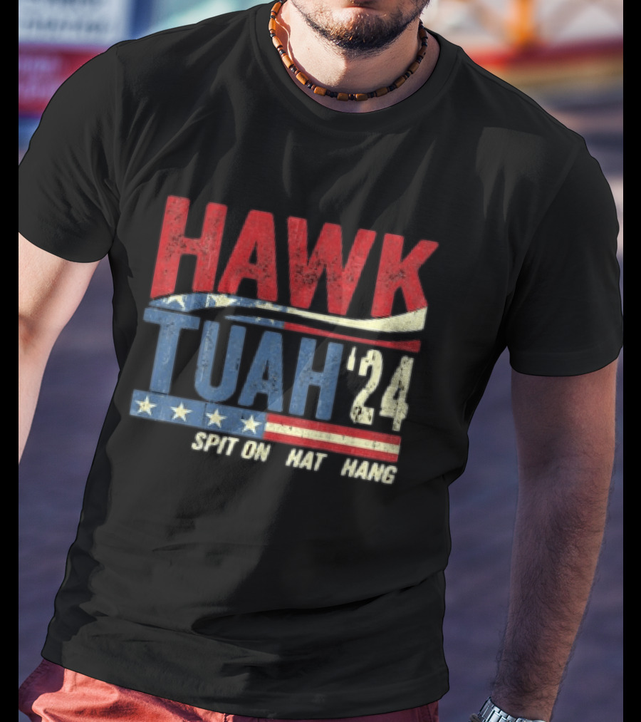 Hawk Tuah '24 Spit On That Thang Red White Blue Stars Stripes T-Shirt