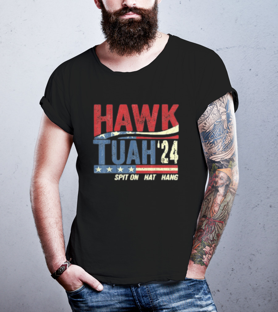 Hawk Tuah '24 Spit On That Thang Red White Blue Stars Stripes T-Shirt