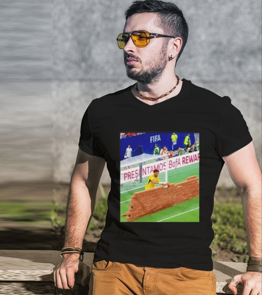 Vozinha Cape Verde FIFA Goalkeeper Meme Brick Wall Soccer Humor T-Shirt