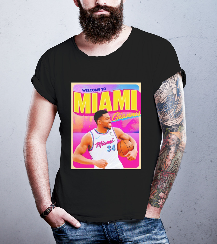 Welcome To Miami Giannis Miami Heat Basketball 34 T-Shirt