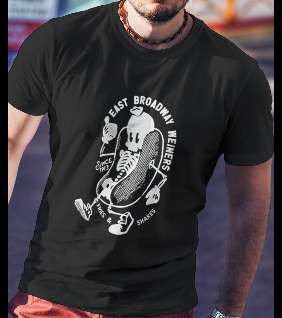 Since 1913 Skeleton Giving Thumbs Up East Broadway Weiners Fries Shakes T-Shirt
