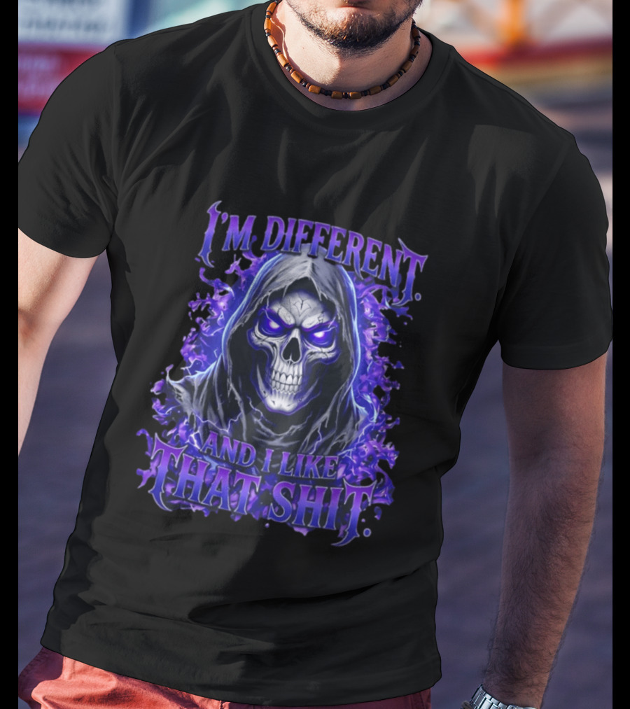 I'm Different Skeleton Hooded Reaper Purple Glow T-Shirt