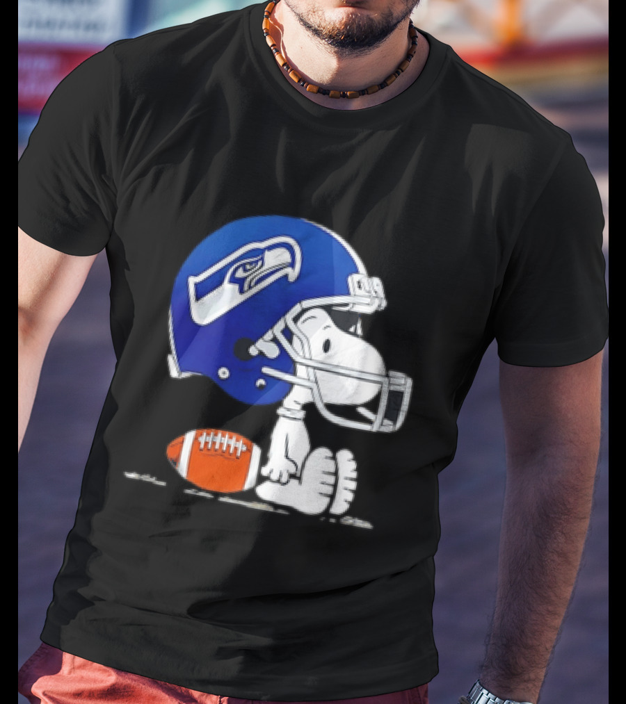 Snoopy Seattle Seahawks Football Helmet Collaboration T-Shirt