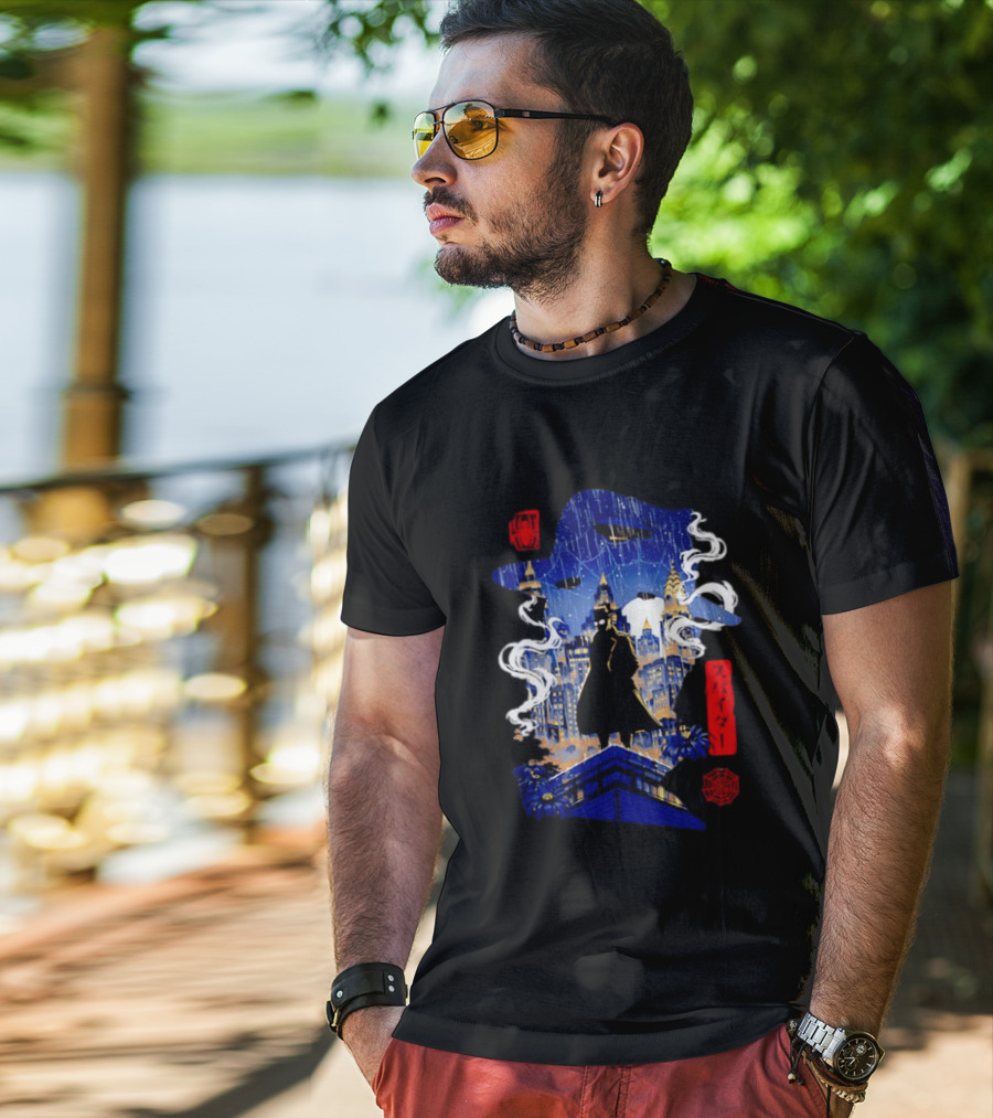 Spider Man Noir Marvel Spider Verse Cityscape Japanese T-Shirt