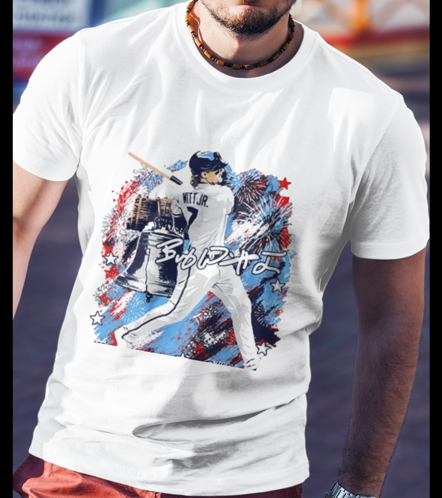 Bobby Witt Jr 2026 Philly Liberty Bell And Fireworks Baseball T-Shirt