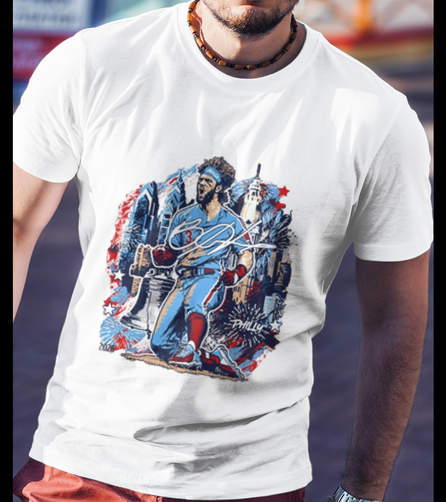 Bryce Harper Philly Skyline Liberty Bell Phillies 2026 All Star Game T-Shirt