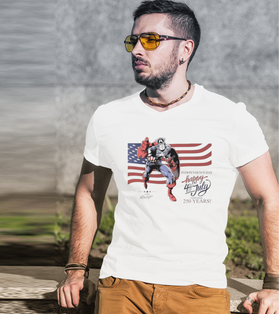 Captain America Marvel Comics Happy 4th Of July Independence Day Celebration T-Shirt