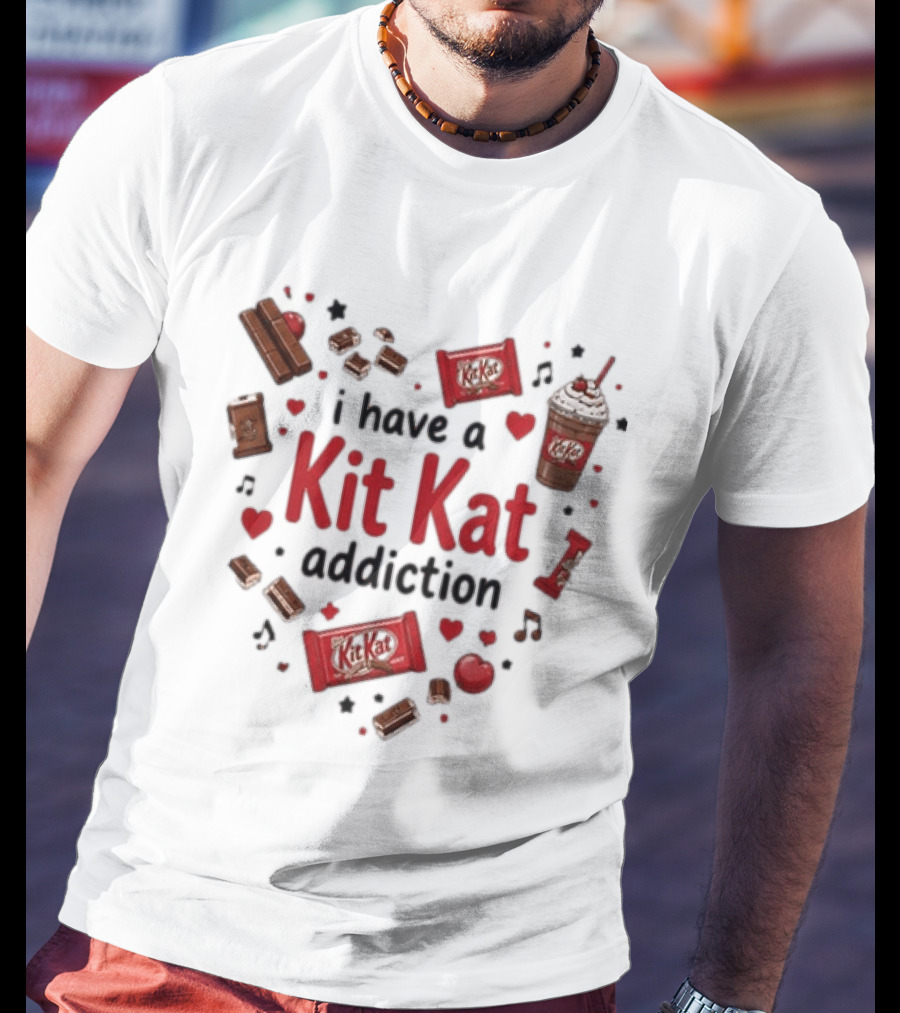 Heartbeat Love For Kit Kat Addiction Chocolate Lovers T-Shirt