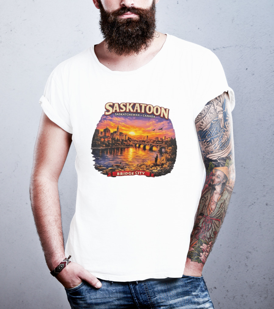 Saskatoon Saskatchewan Canada Sunset Bridge City T-Shirt
