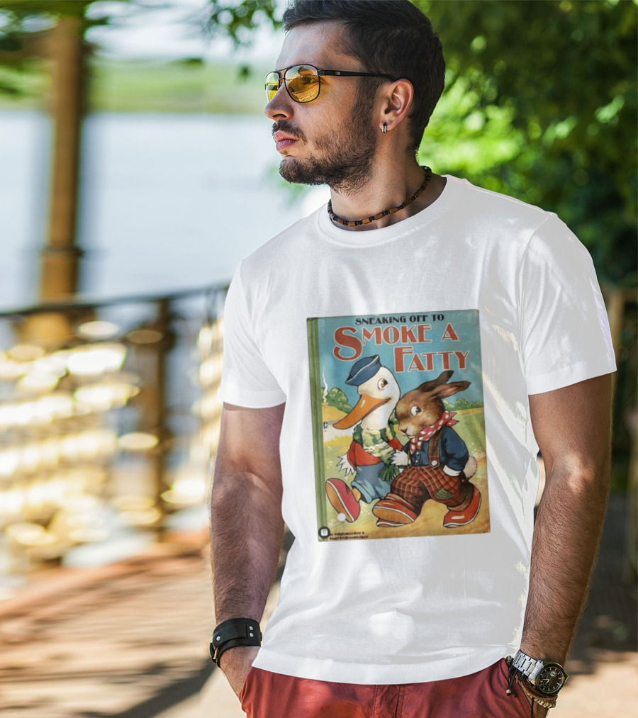 Sneaking Off To Smoke A Fatty Anthropomorphic Duck Rabbit Book Cover T-Shirt