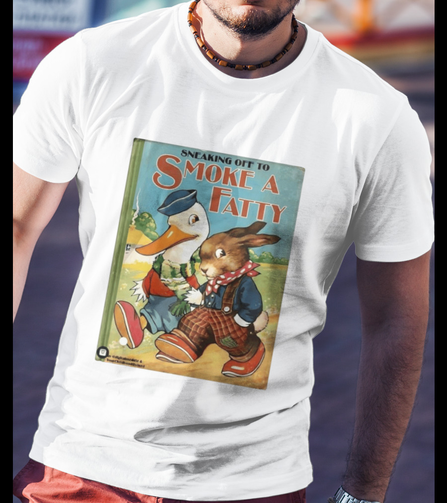 Sneaking Off To Smoke A Fatty Anthropomorphic Duck Rabbit Book Cover T-Shirt