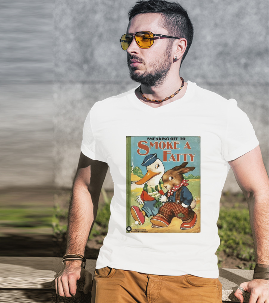 Sneaking Off To Smoke A Fatty Anthropomorphic Duck Rabbit Book Cover T-Shirt