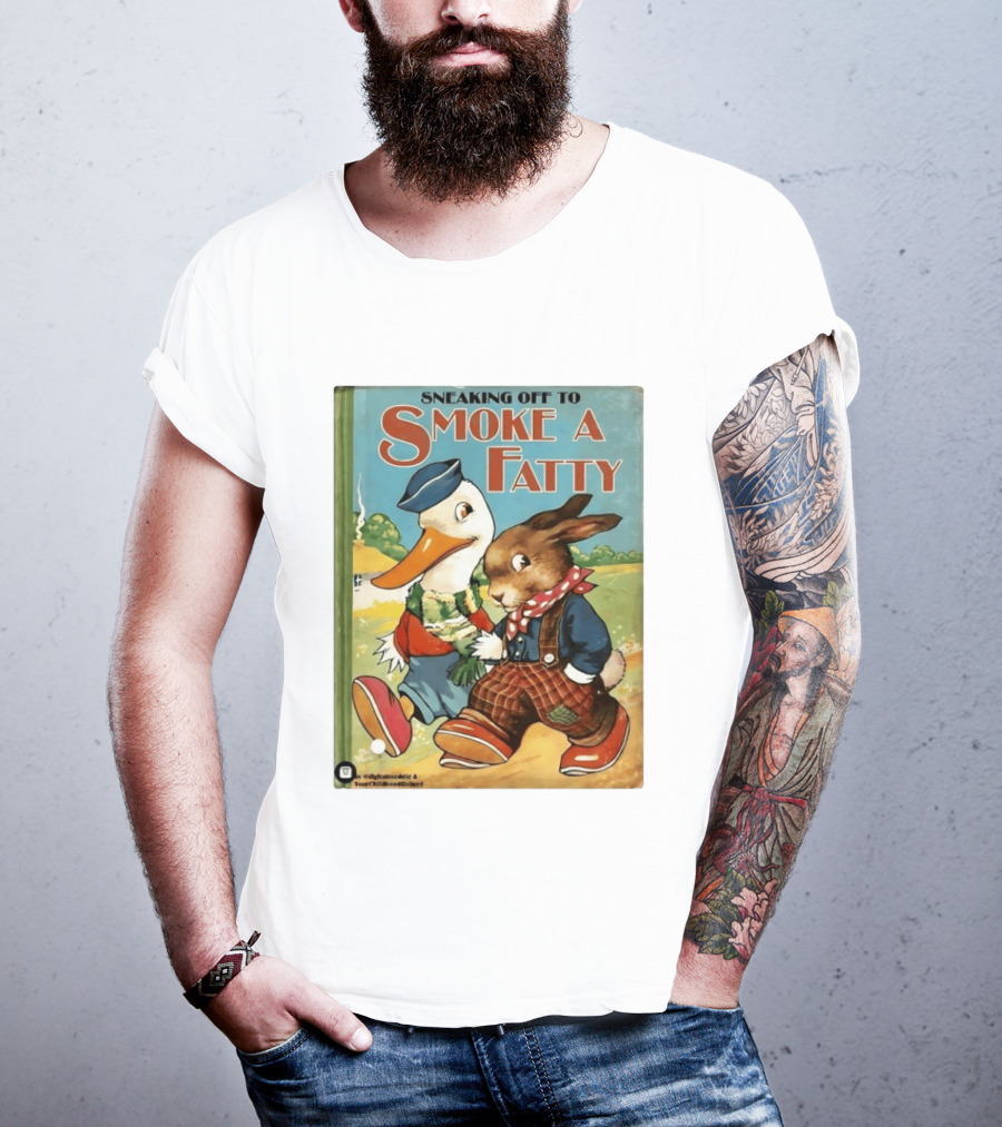 Sneaking Off To Smoke A Fatty Anthropomorphic Duck Rabbit Book Cover T-Shirt