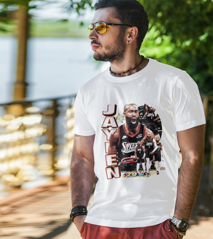 Jaylen Brown Nike 76ers Number 7 Bootleg Collage T-Shirt
