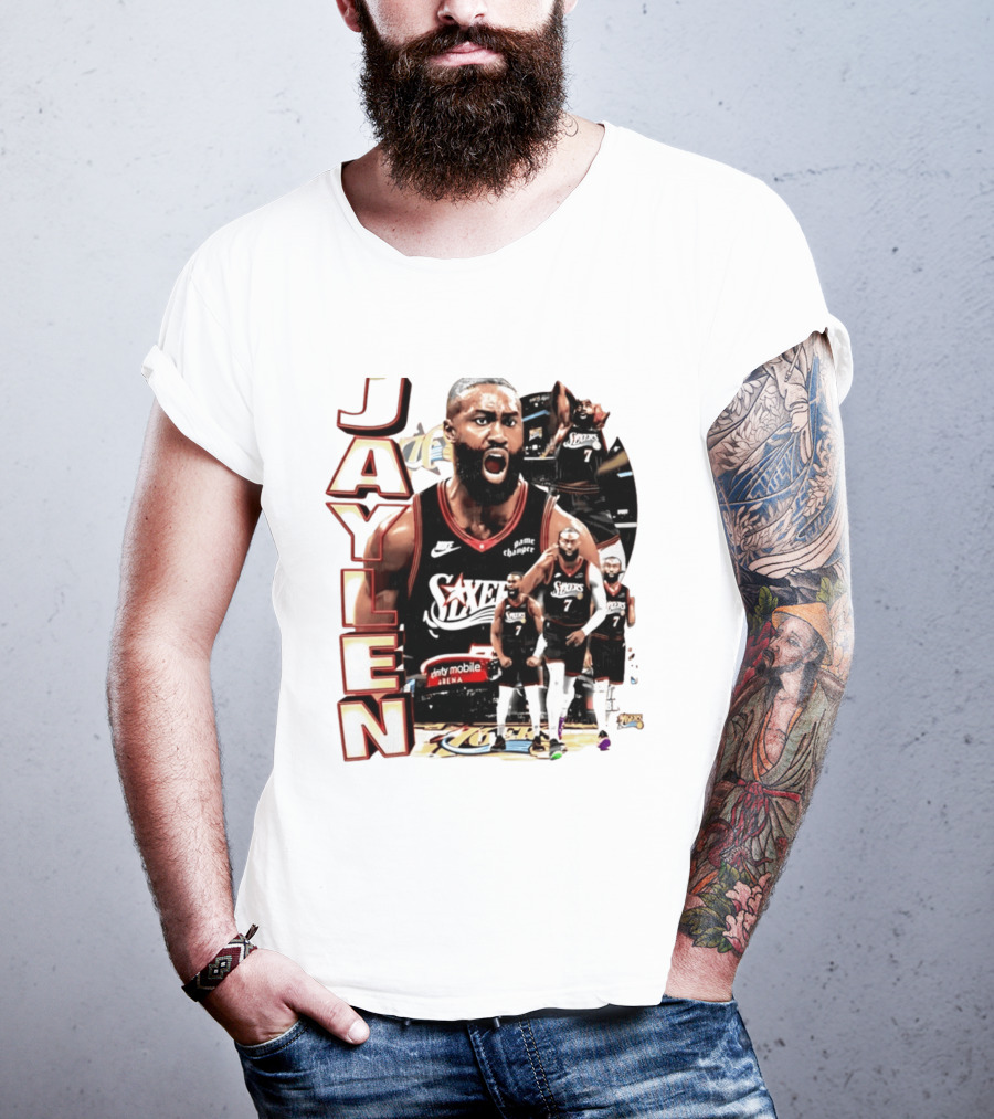 Jaylen Brown Nike 76ers Number 7 Bootleg Collage T-Shirt