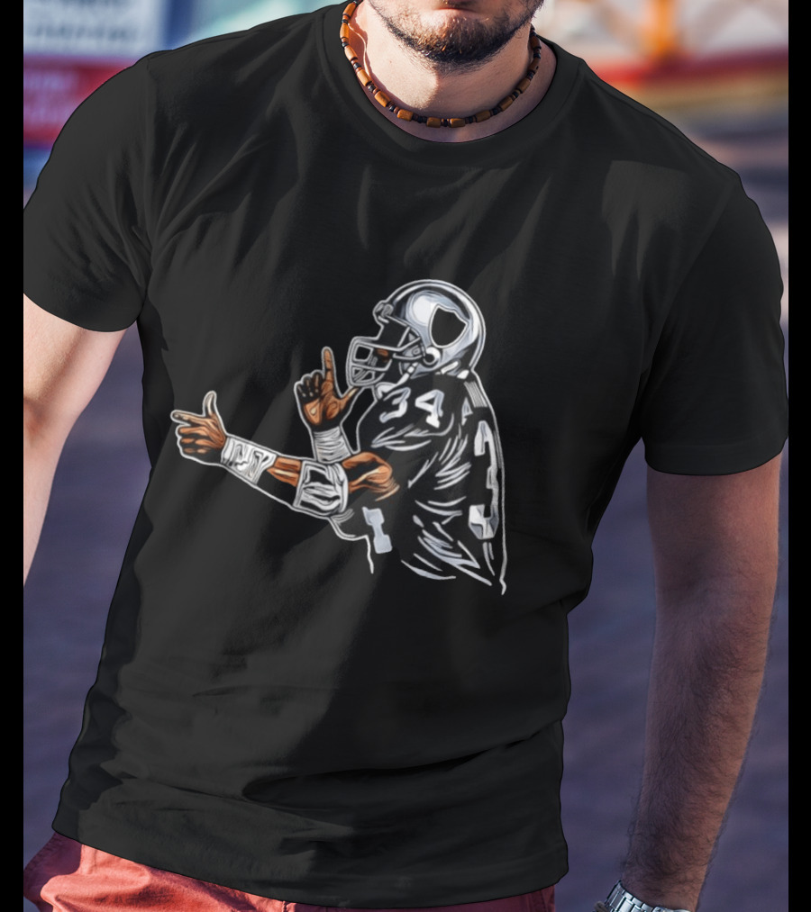 Bo Jackson 34 Las Vegas Raiders Finger Gun Celebration T-Shirt