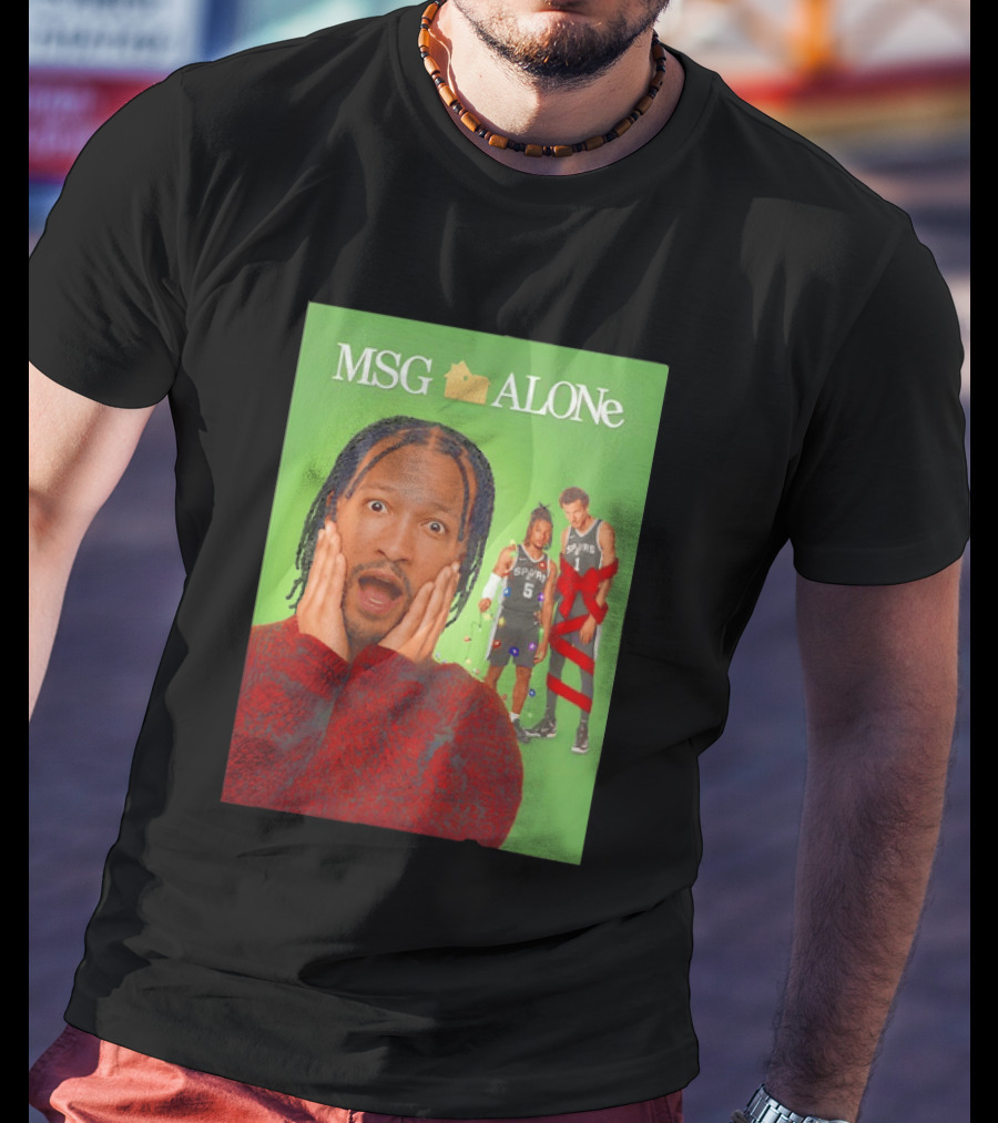 MSG ALONe Jalen Brunson Victor Wembanyama New York Knicks Home Alone NBA Basketball Spurs T-Shirt