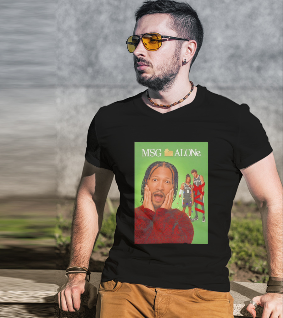MSG ALONe Jalen Brunson Victor Wembanyama New York Knicks Home Alone NBA Basketball Spurs T-Shirt