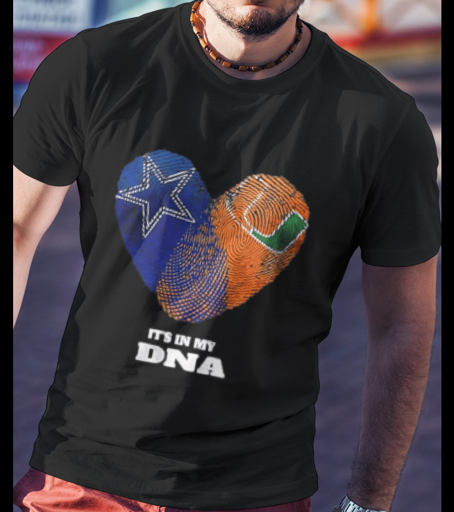Dallas Cowboys Miami Hurricanes Heart Shape It's In My DNA T-Shirt
