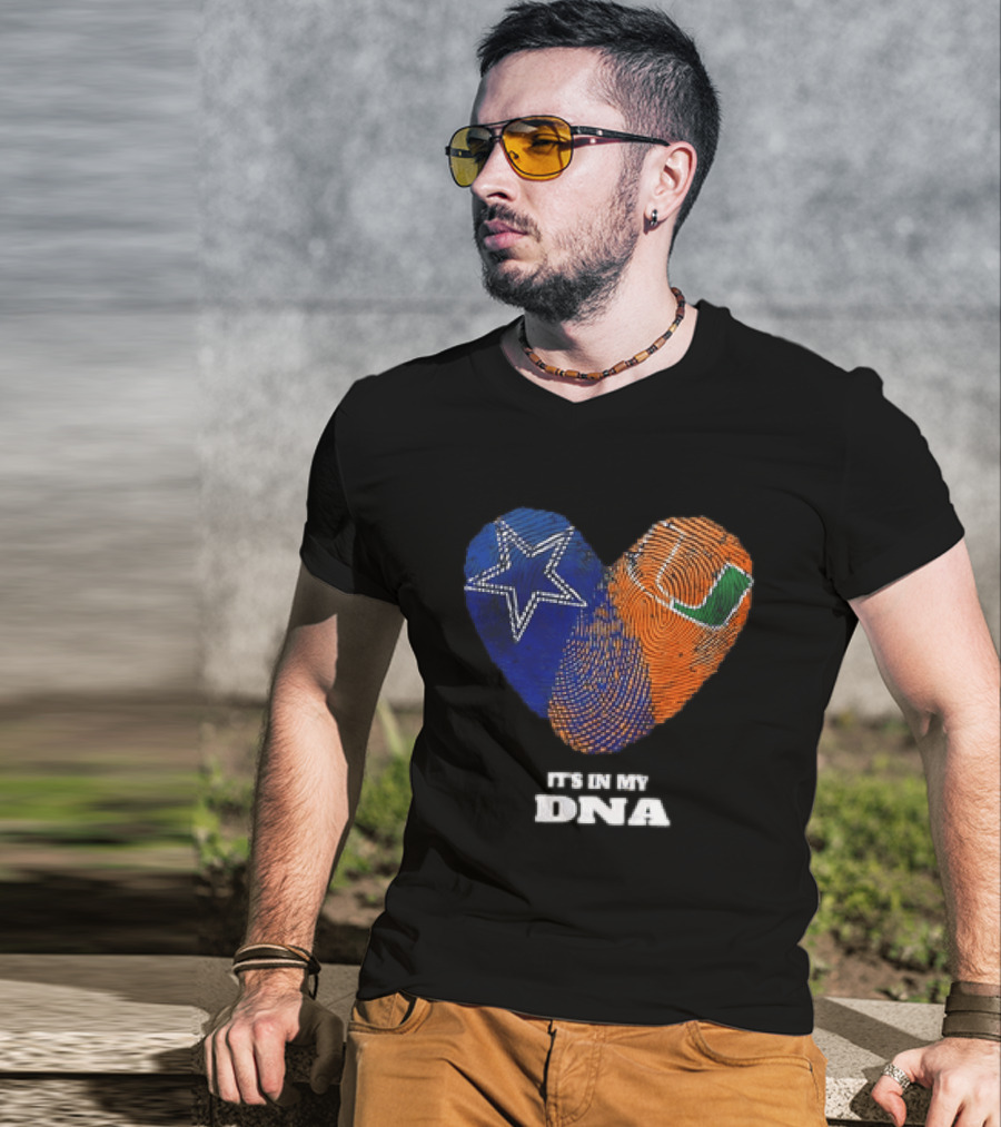 Dallas Cowboys Miami Hurricanes Heart Shape It's In My DNA T-Shirt