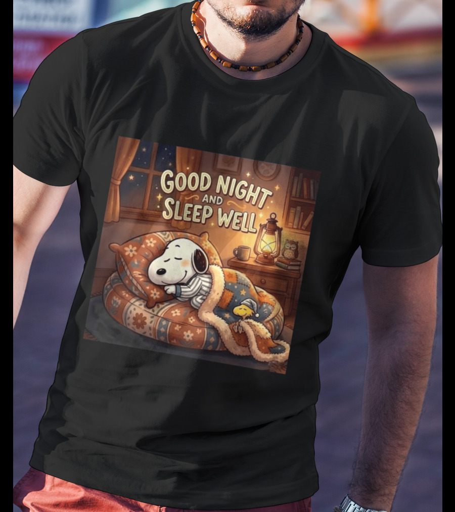 Snoopy And Woodstock Cozy Bedtime Good Night And Sleep Well T-Shirt