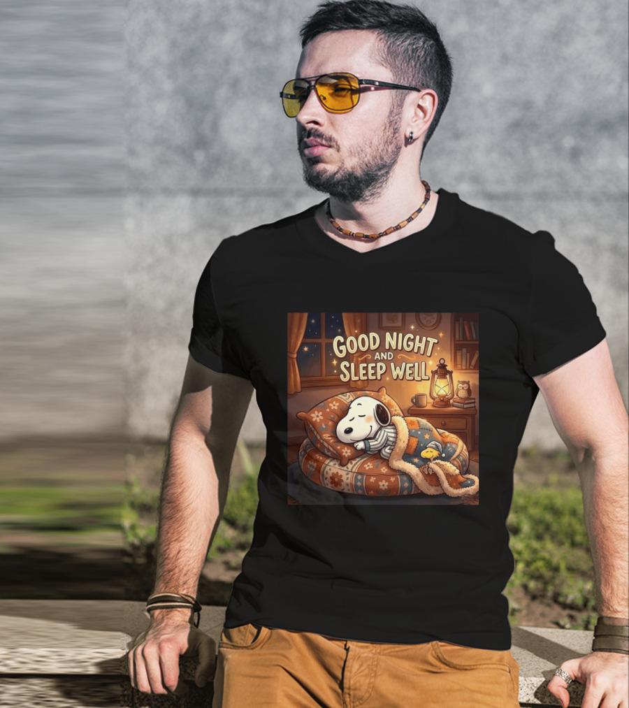 Snoopy And Woodstock Cozy Bedtime Good Night And Sleep Well T-Shirt