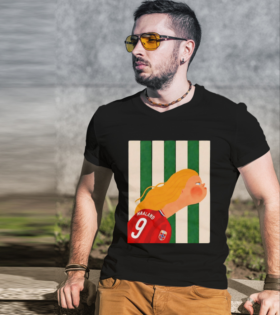 Erling Haaland No 9 Norway National Team Cartoon T-Shirt